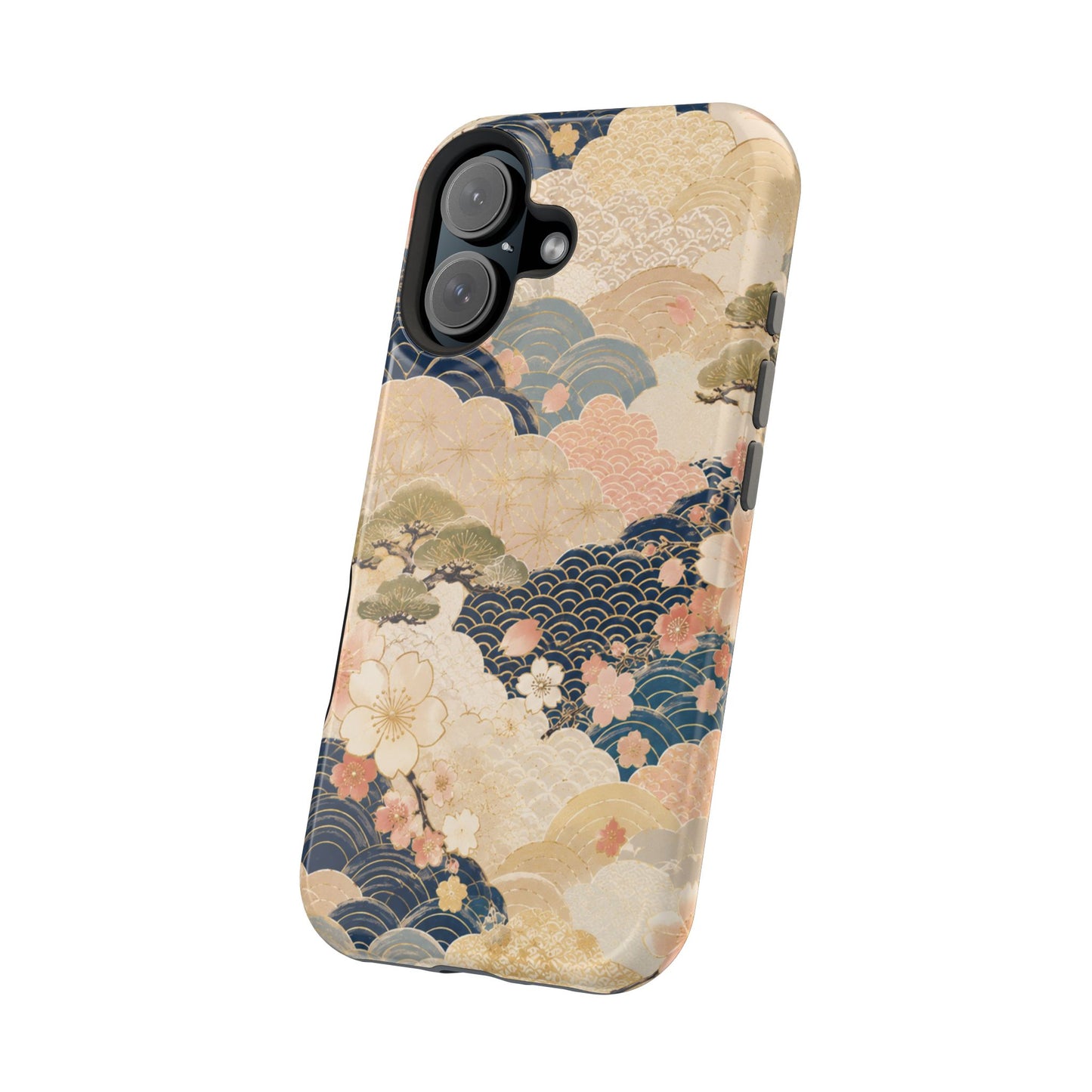 Vintage Japanese Floral Wave Magnetic Impact-Resistant iPhone Cases