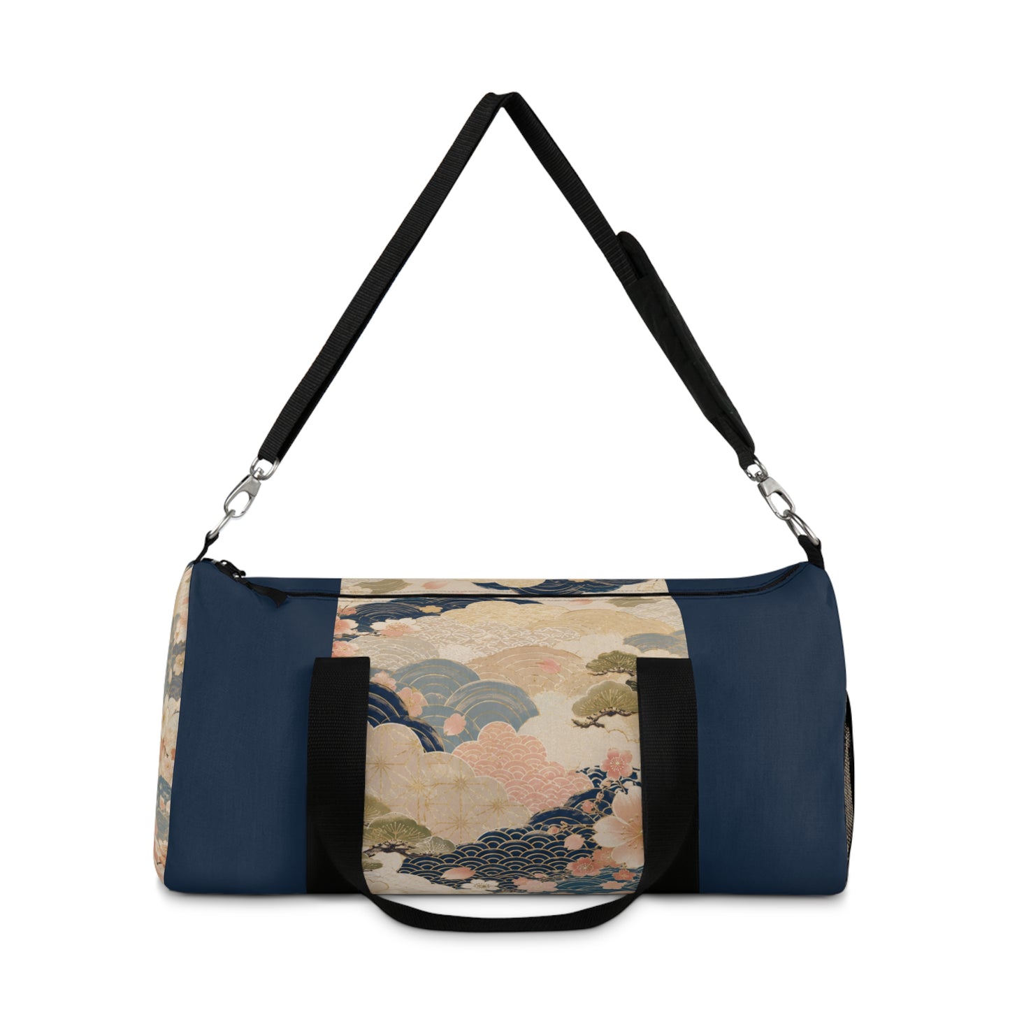 Vintage Japanese Navy Blue Wave & Clouds Duffel Bag