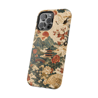 East Asian Vintage Landscape iPhone Case | Magnetic Impact-Resistant Case