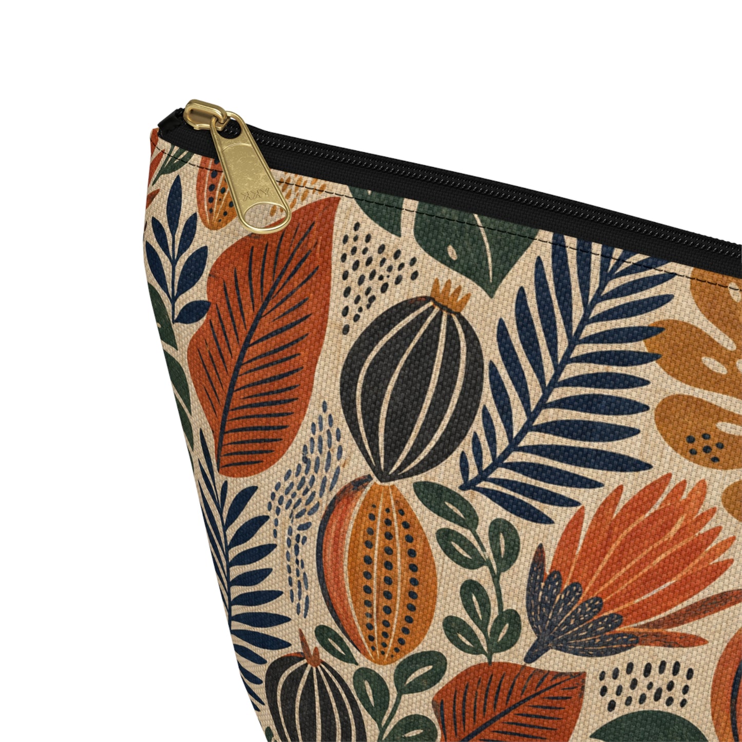 African Tribal Botanical Cacti Leaf Accessory Pouch Makeup Bag