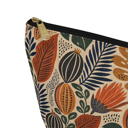 African Tribal Botanical Cacti Leaf Accessory Pouch Makeup Bag