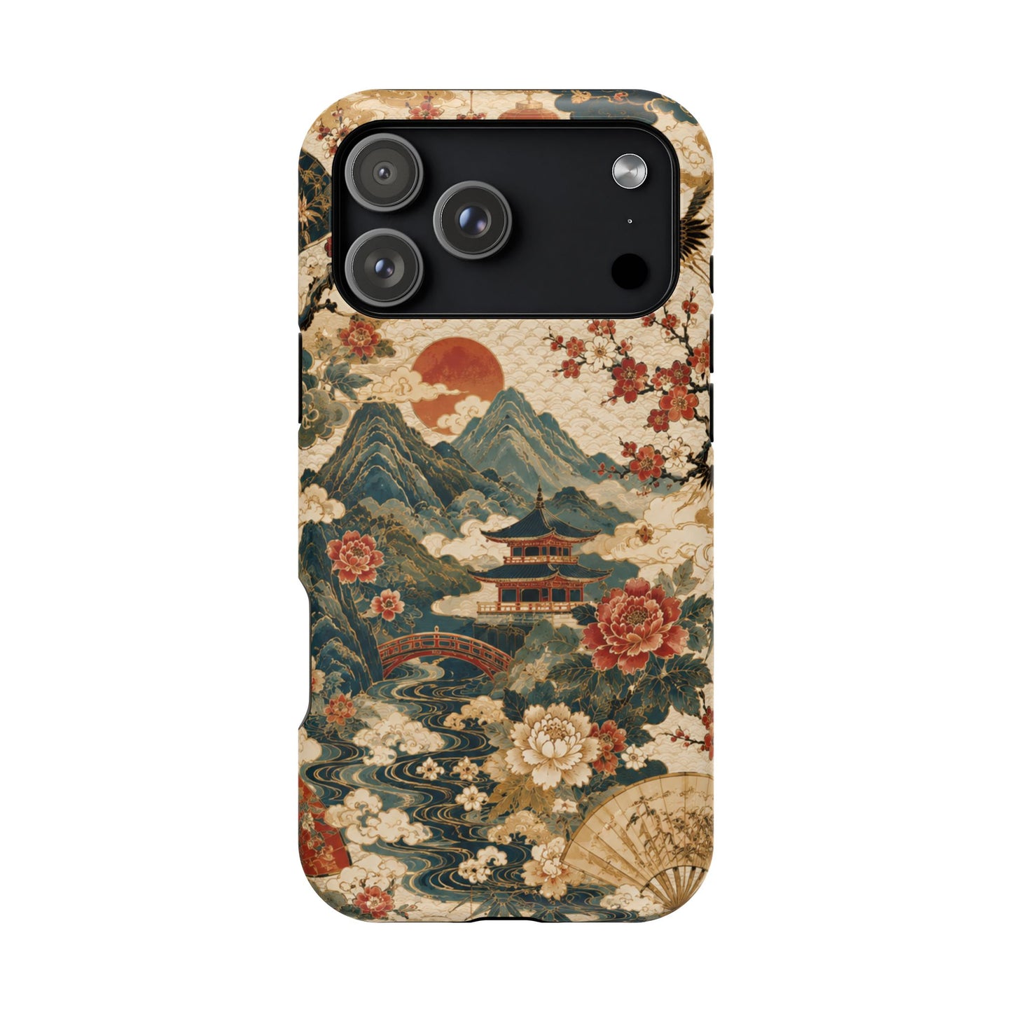 East Asian Vintage Landscape iPhone Case | Magnetic Impact-Resistant Case