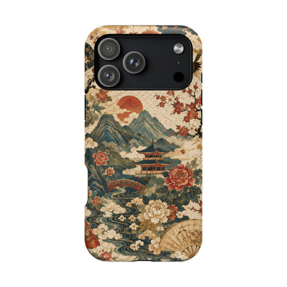 East Asian Vintage Landscape iPhone Case | Magnetic Impact-Resistant Case