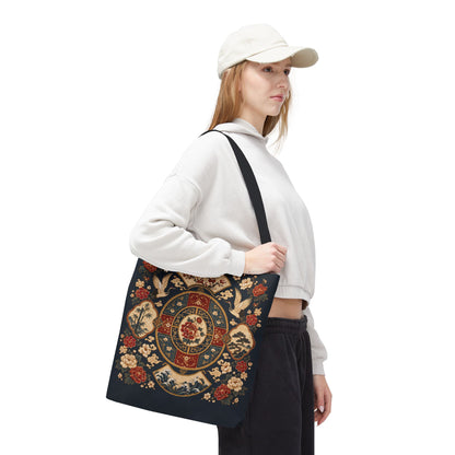 East Asian Vintage Oriental Medallion Full Art Tote Bag