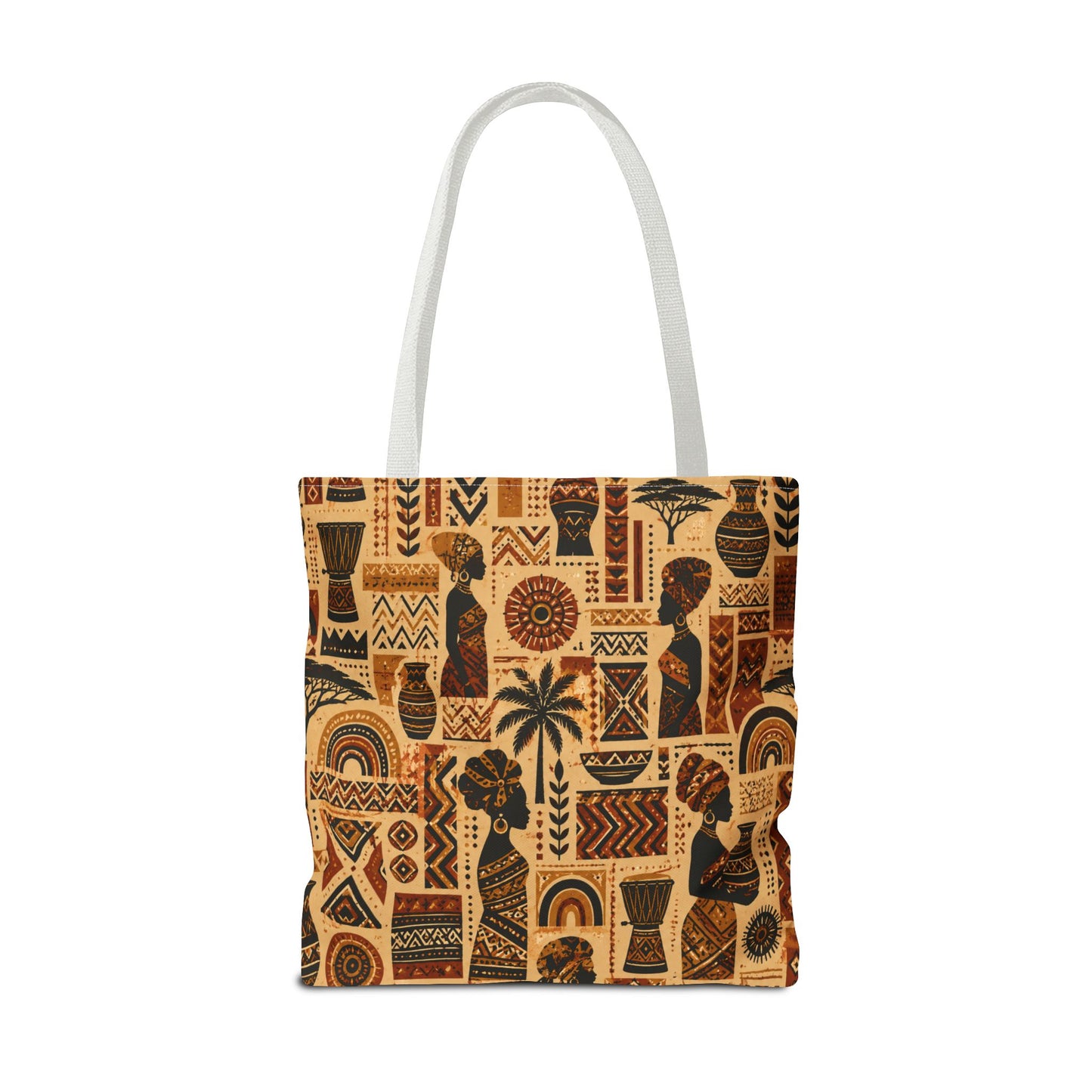 African Tribal Ethnic Silhouette Pattern Full Art Tote Bag