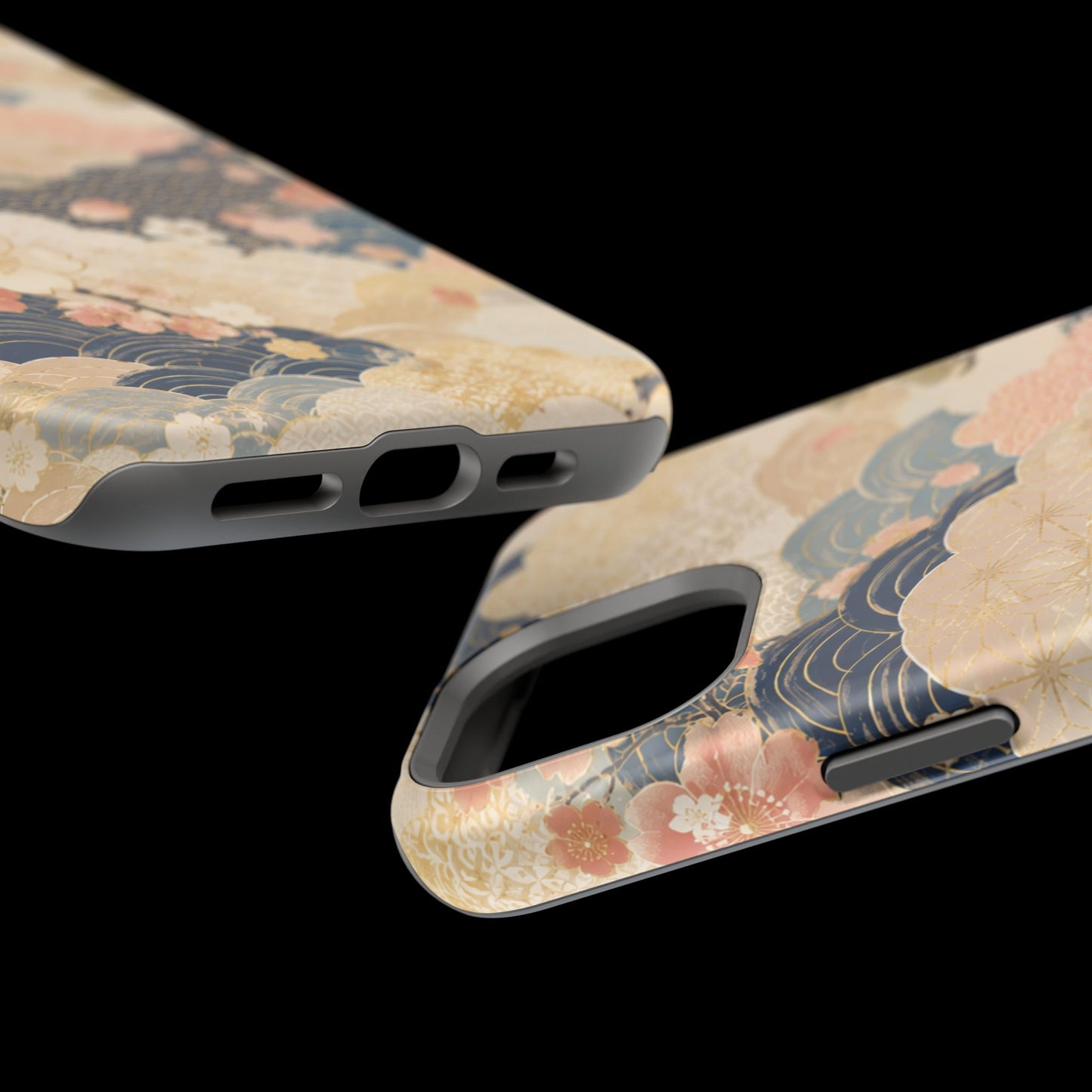 Vintage Japanese Floral Wave Magnetic Impact-Resistant iPhone Cases