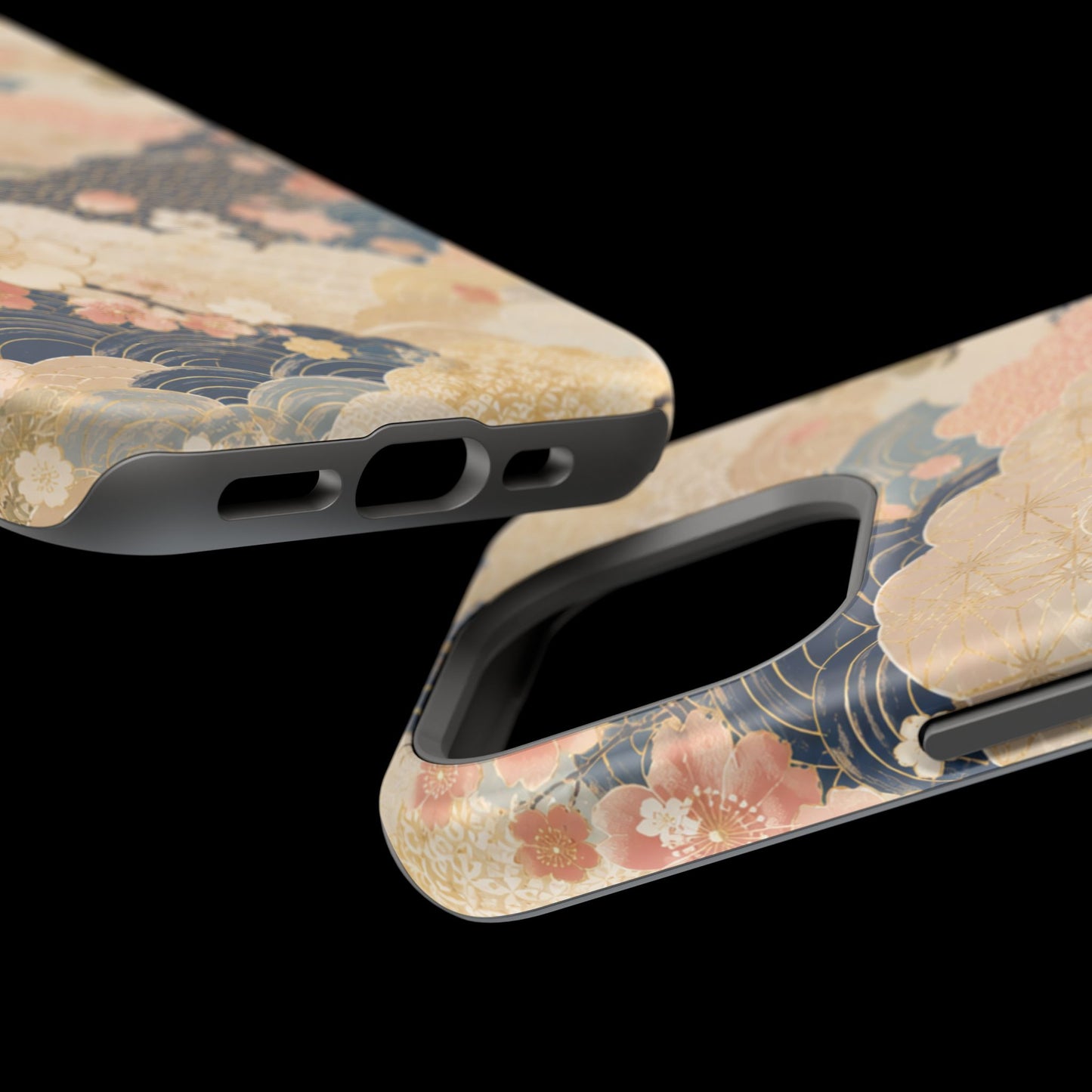 Vintage Japanese Floral Wave Magnetic Impact-Resistant iPhone Cases