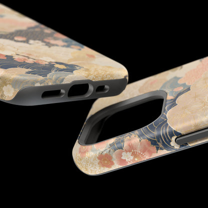 Vintage Japanese Floral Wave Magnetic Impact-Resistant iPhone Cases