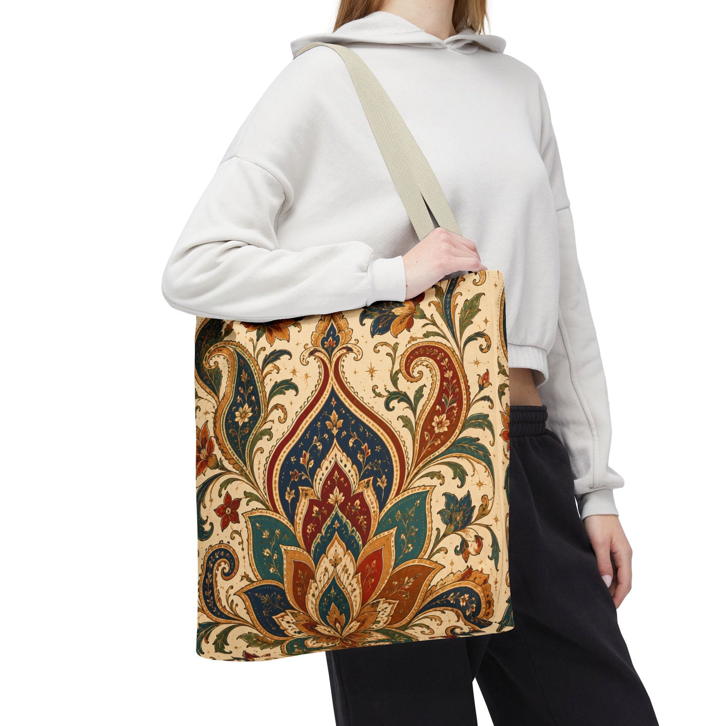 Indian Vintage Paisley Floral Full Art Tote Bag