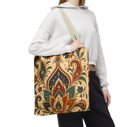 Indian Vintage Paisley Floral Full Art Tote Bag