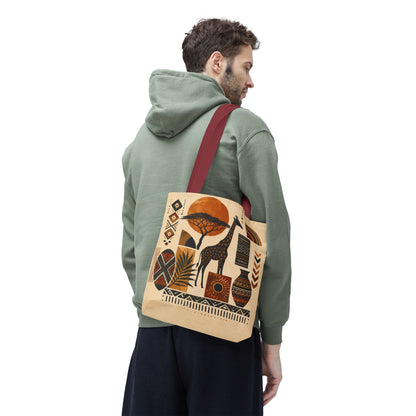 African Safari Giraffe Full Art Tote Bag