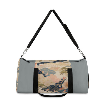 Vintage Japanese Cloudy Blue Wave & Clouds Duffel Bag