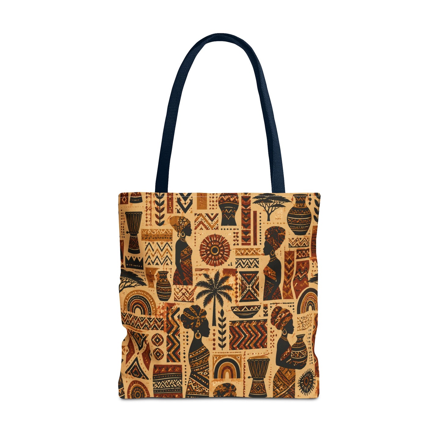 African Tribal Ethnic Silhouette Pattern Full Art Tote Bag