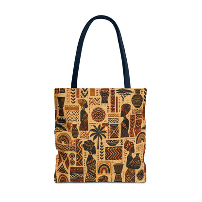 African Tribal Ethnic Silhouette Pattern Full Art Tote Bag