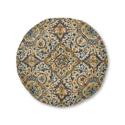 Doubled Exquisite Moroccan Round Tufted Floor Pillow