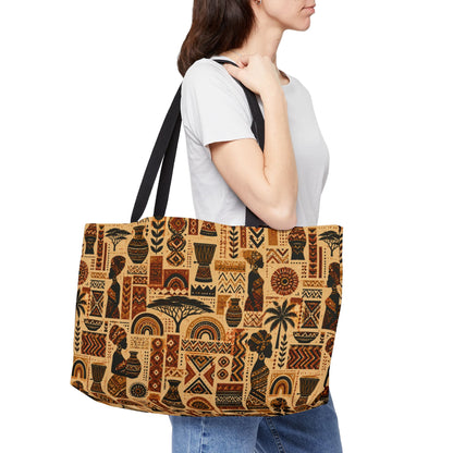 African Tribal Ethnic Silhouette Pattern Weekender Tote Bag