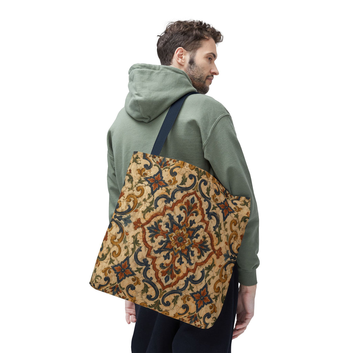 Full Art Moroccan Ornate Traditional Canvas Tote Bag