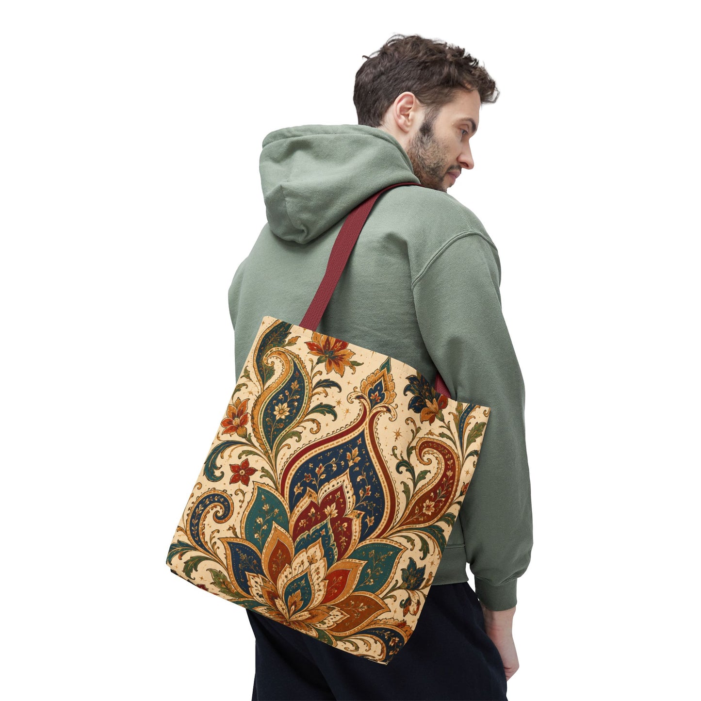 Indian Vintage Paisley Floral Full Art Tote Bag