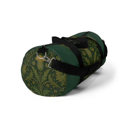 William Morris Forest Green Damask Floral Gym Duffel Bag