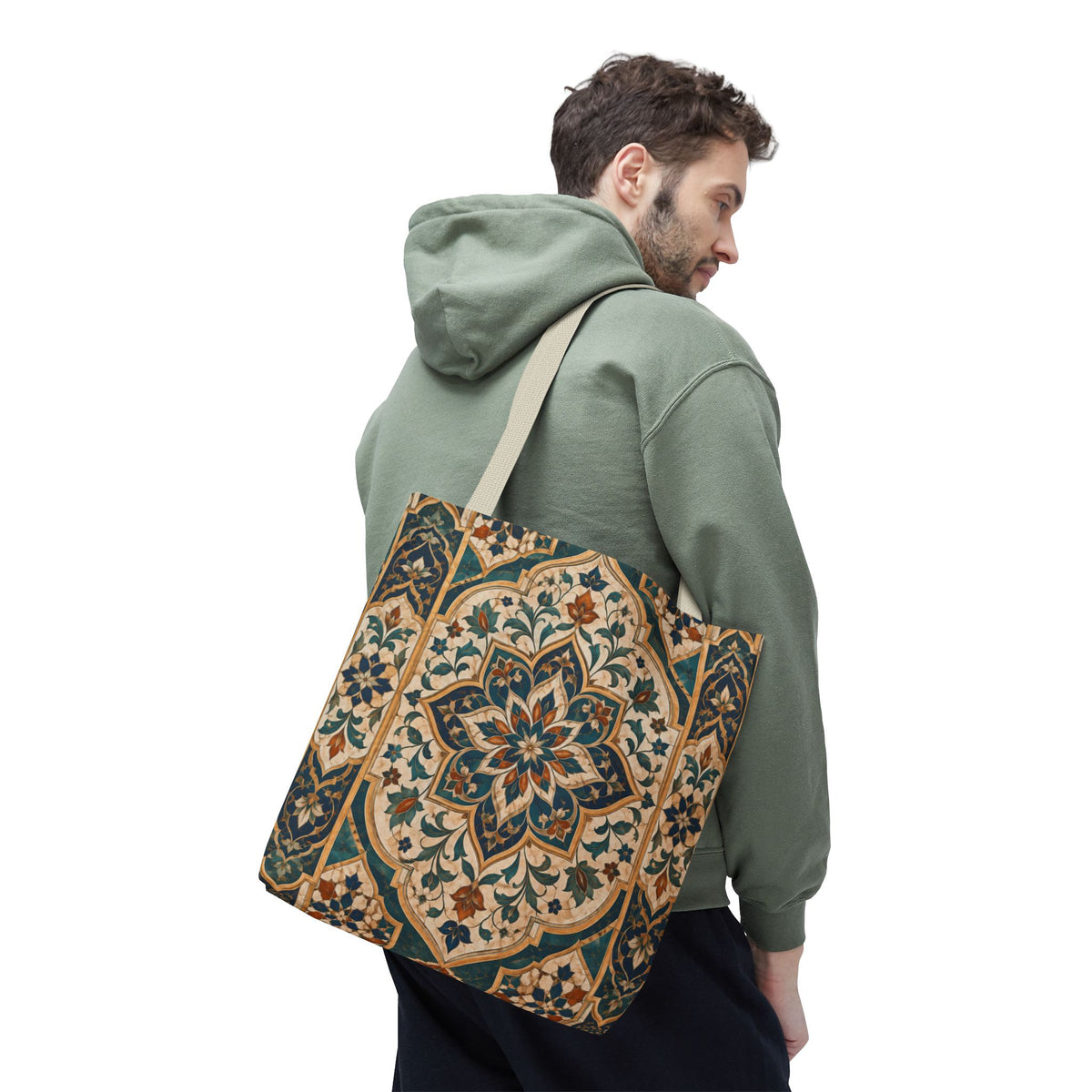 Full Art Moroccan Chevron Oriental Canvas Tote Bag