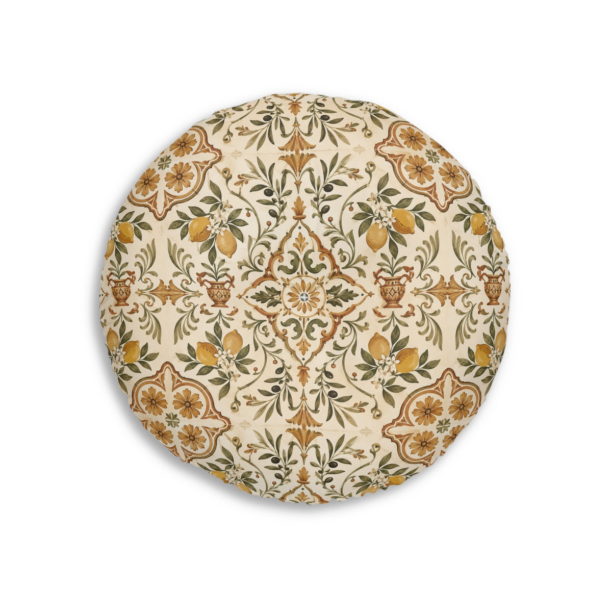 Mediterranean Moroccan Round Tufted Floor Pillow