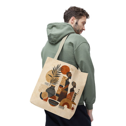 African Silhouette Pattern Full Art Tote Bag