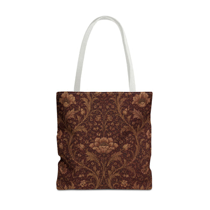 William Morris Floral Damask Maroon Full Art Tote Bag
