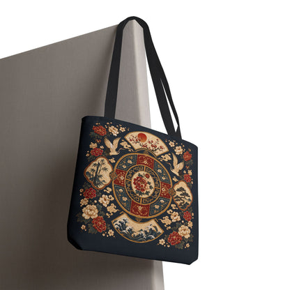 East Asian Vintage Oriental Medallion Full Art Tote Bag