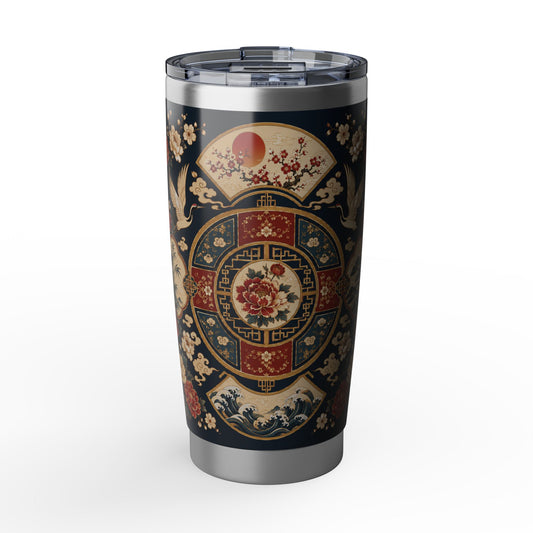East Asian Oriental Floral Medallion Tumbler | 20oz Stainless Travel Cup