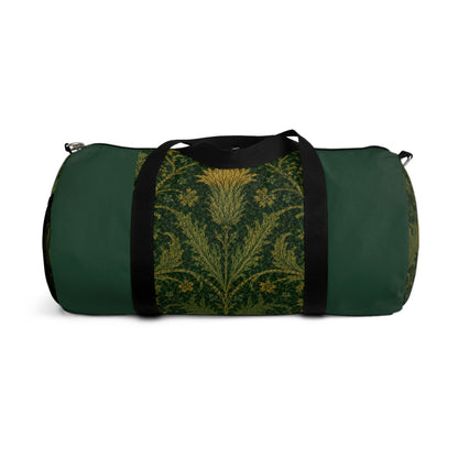 William Morris Forest Green Damask Floral Gym Duffel Bag
