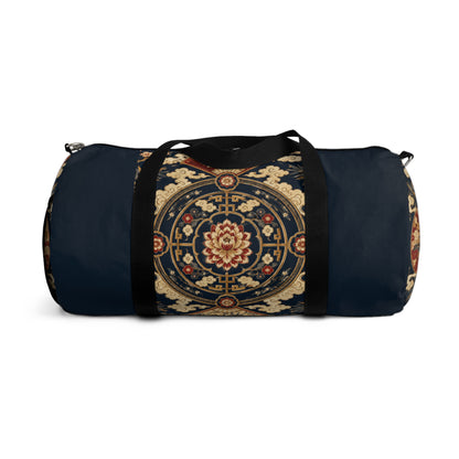 East Asian Mandala Navy Blue Duffel Gym Bag