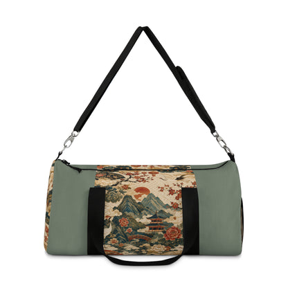 East Asian Vintage Landscape Pastel Green Duffel Gym Bag