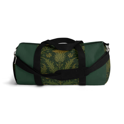 William Morris Forest Green Damask Floral Gym Duffel Bag