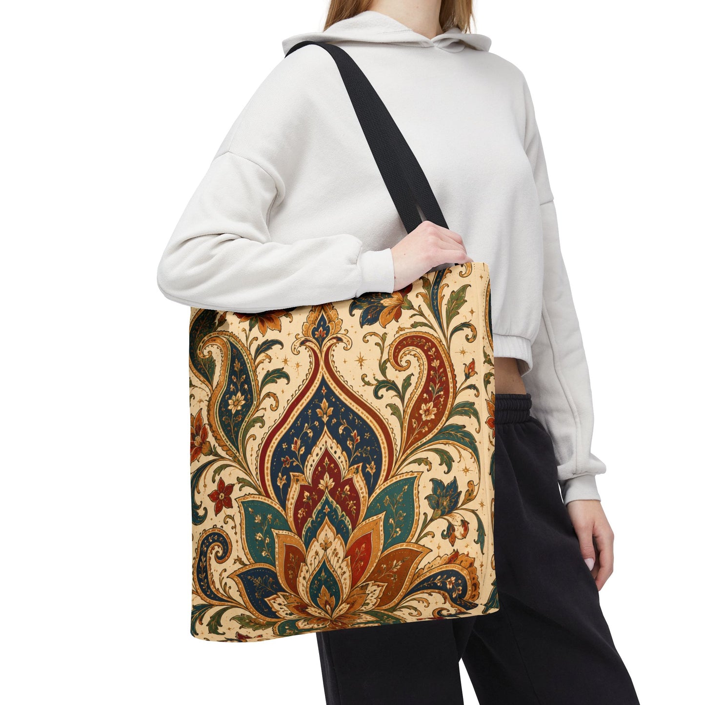 Indian Vintage Paisley Floral Full Art Tote Bag