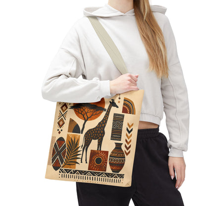 African Safari Giraffe Full Art Tote Bag