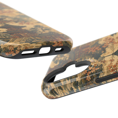 Vintage Japanese Temple Painting Magnetic Impact-Resistant iPhone Cases