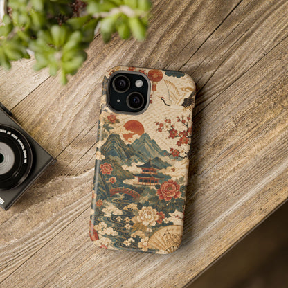 East Asian Vintage Landscape iPhone Case | Magnetic Impact-Resistant Case