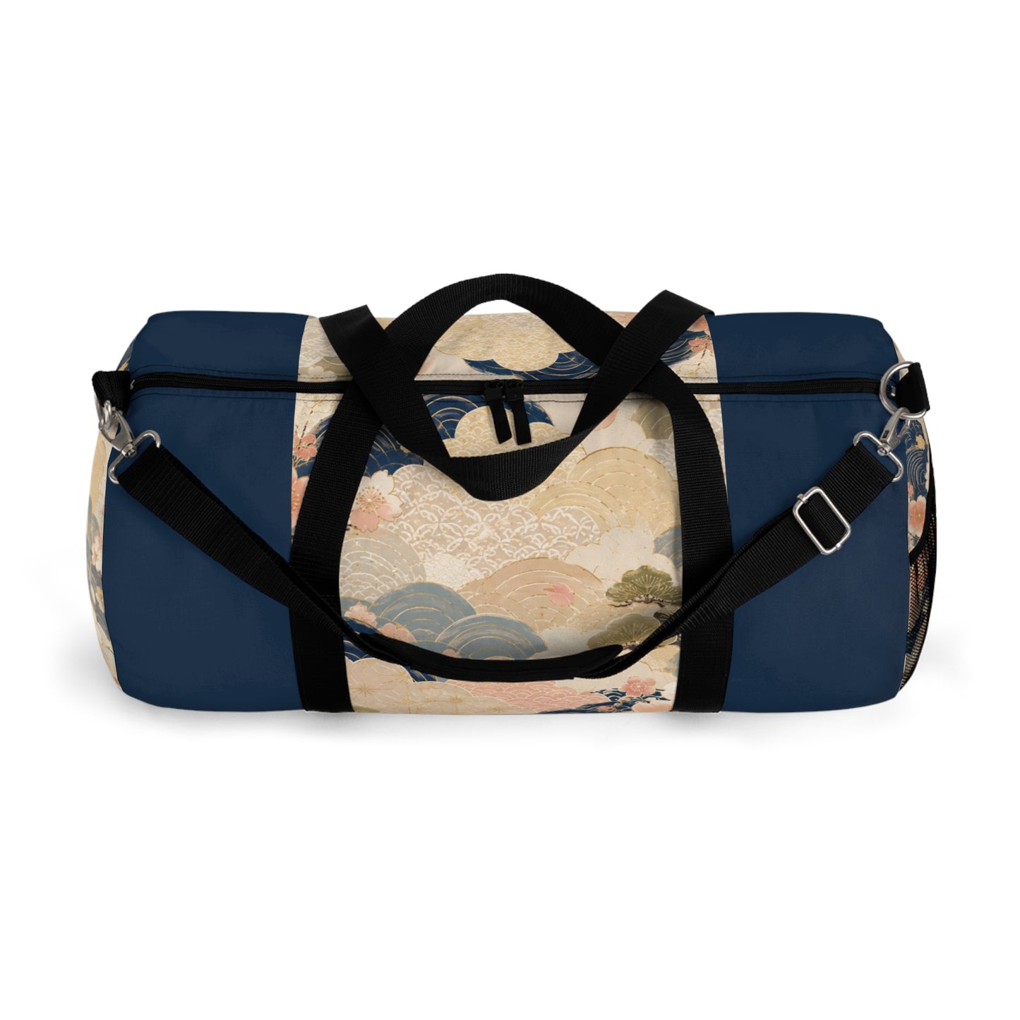 Vintage Japanese Navy Blue Wave & Clouds Duffel Bag