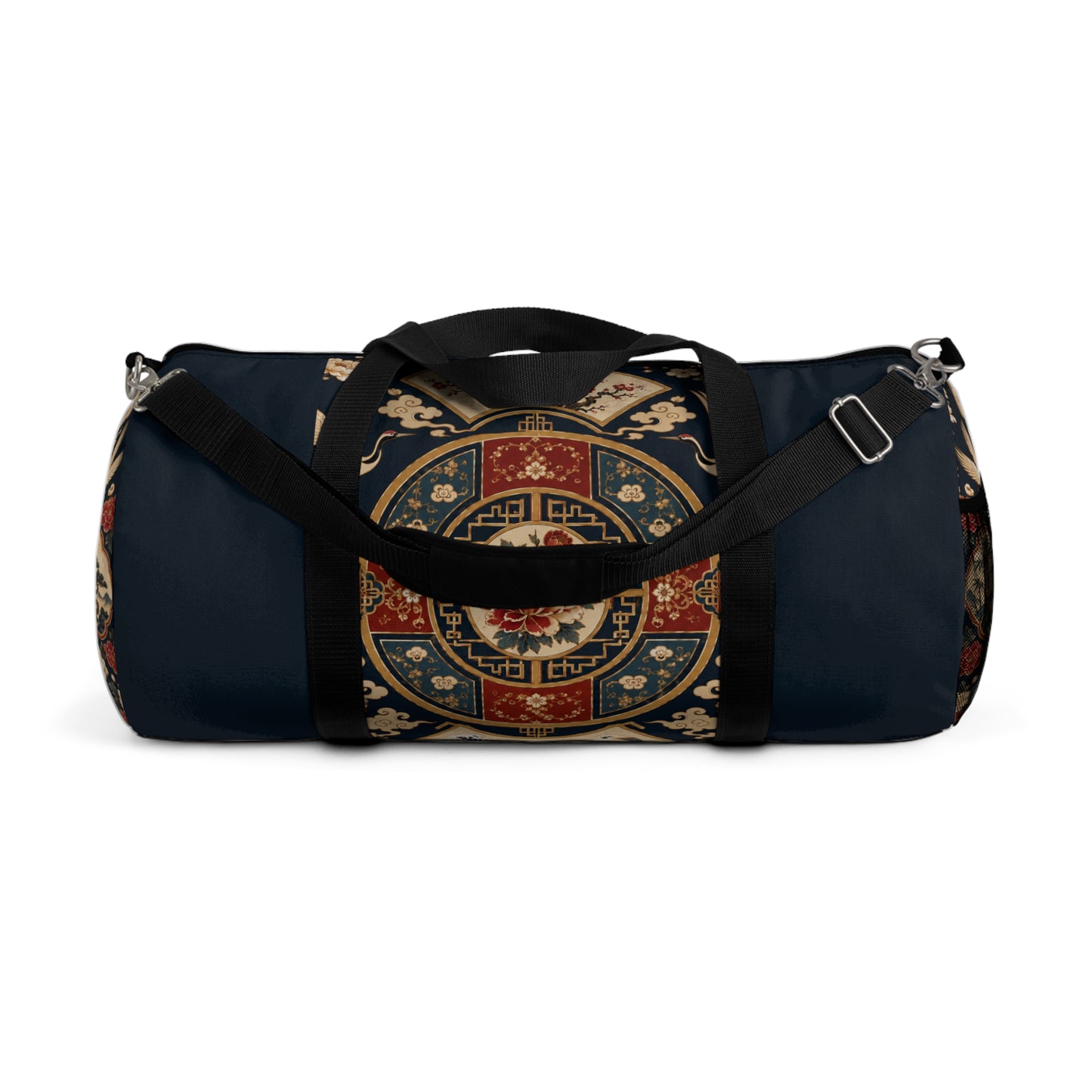 East Asian Oriental Medallion Navy Blue Duffel Gym Bag
