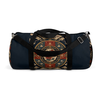 East Asian Oriental Medallion Navy Blue Duffel Gym Bag