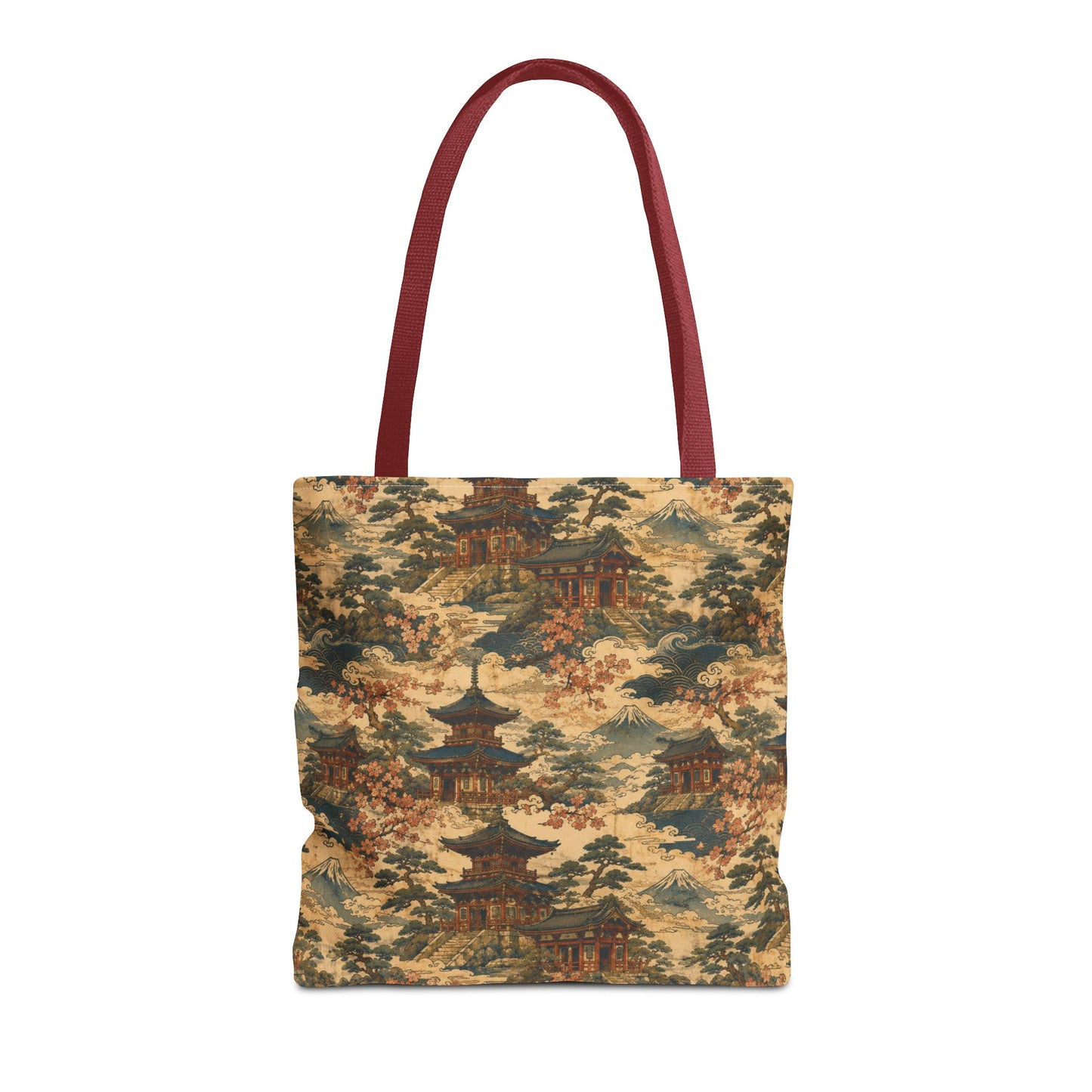 Vintage Japanese Temple Painting Full Art Tote Bag