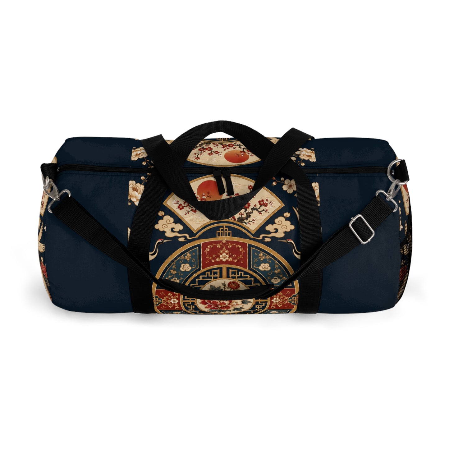 East Asian Oriental Medallion Navy Blue Duffel Gym Bag