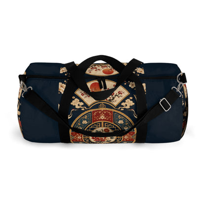 East Asian Oriental Medallion Navy Blue Duffel Gym Bag
