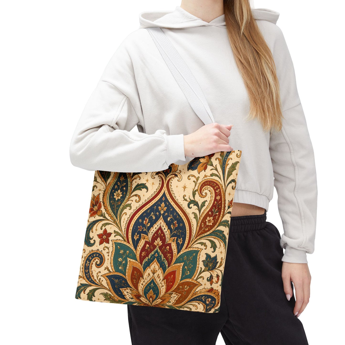 Indian Vintage Paisley Floral Full Art Tote Bag