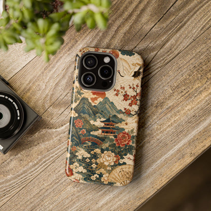 East Asian Vintage Landscape iPhone Case | Magnetic Impact-Resistant Case