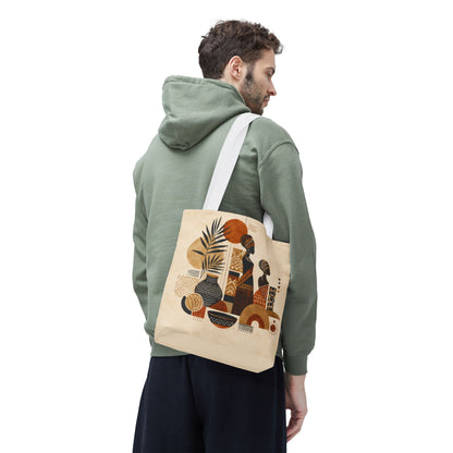 African Silhouette Pattern Full Art Tote Bag