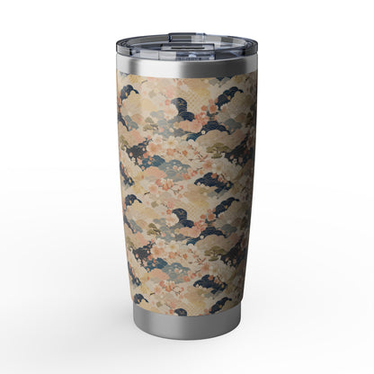 Vintage Japanese Wave & Clouds Painting 20oz Insulated Tumbler Water Bottle