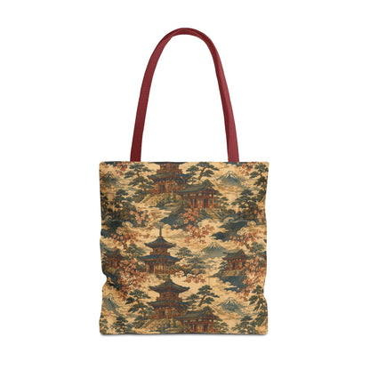 Vintage Japanese Temple Painting Full Art Tote Bag