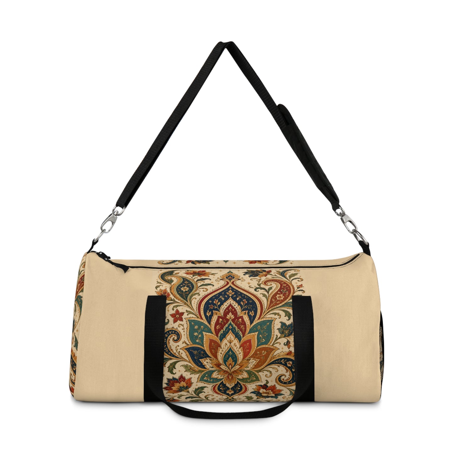 Indian Vintage Floral Paisley Beige Duffel Gym Bag
