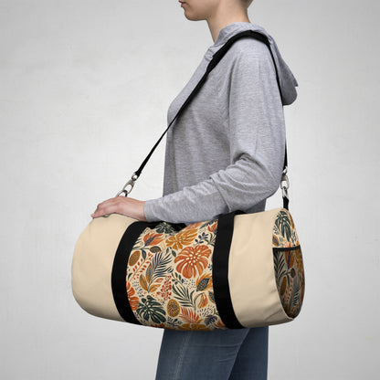 African Tribal Botanical Palm Cream Beige Gym Duffel Bag